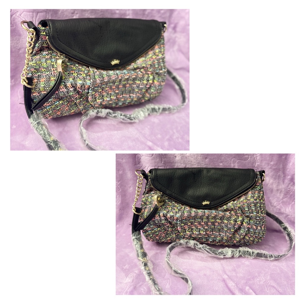 Juicy Couture Black and Multicolor Tweed Crossbody Bag